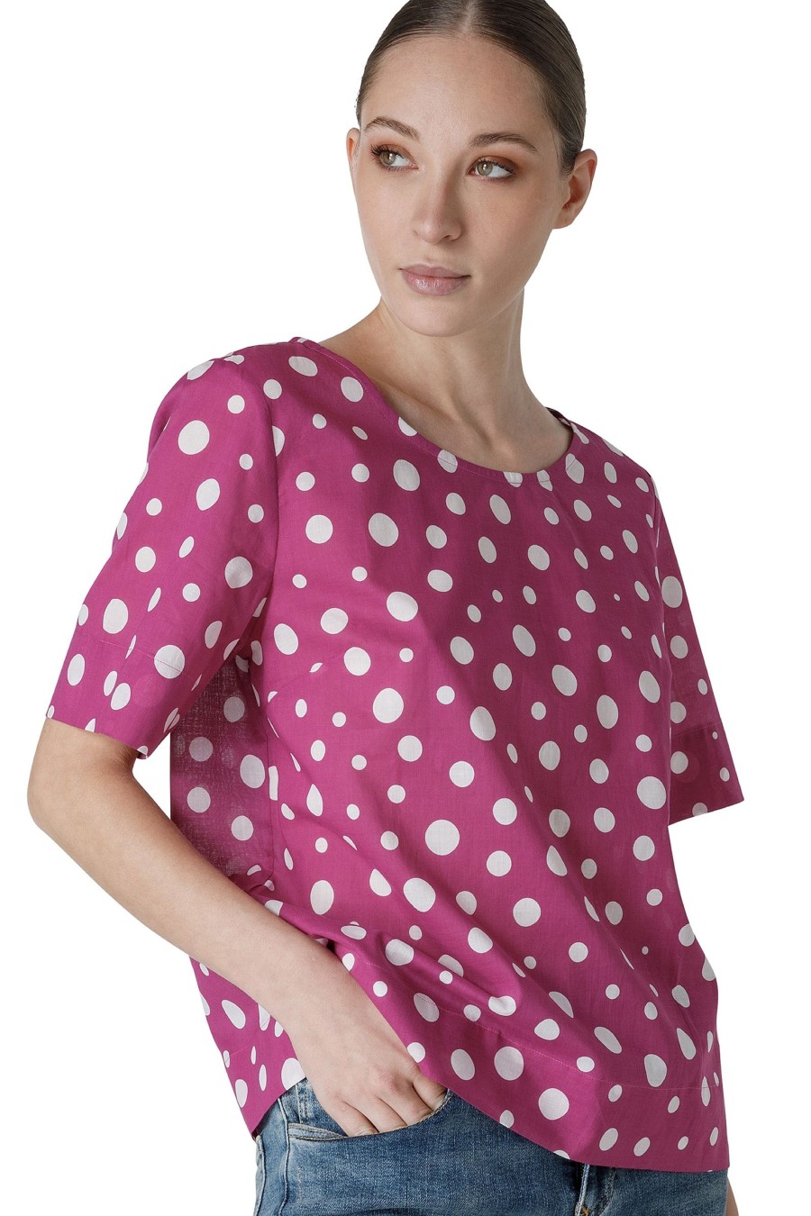 And Camicie Bluse | Blusa A Pois Scollo Tondo