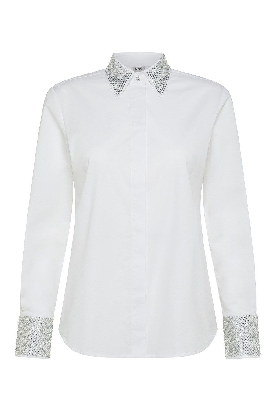 And Camicie Premiere | Camicia Con Strass Su Collo E Polsi