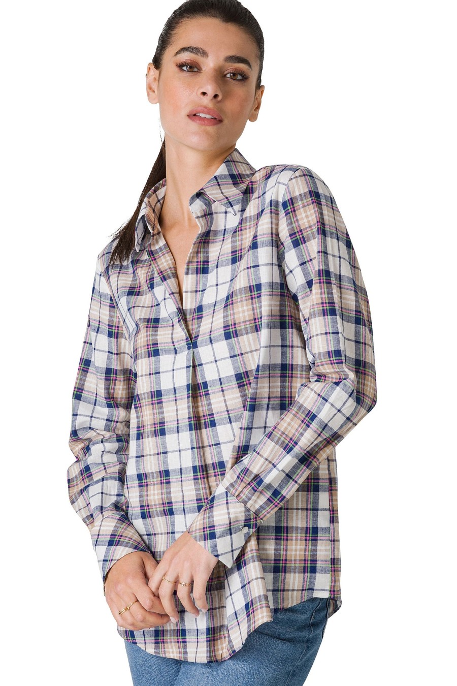 And Camicie Camicie | Camicia In Misto Lino Check