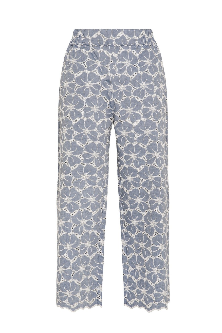 And Camicie Pantaloni | Pantalone In Chambray Ricamo Sangallo