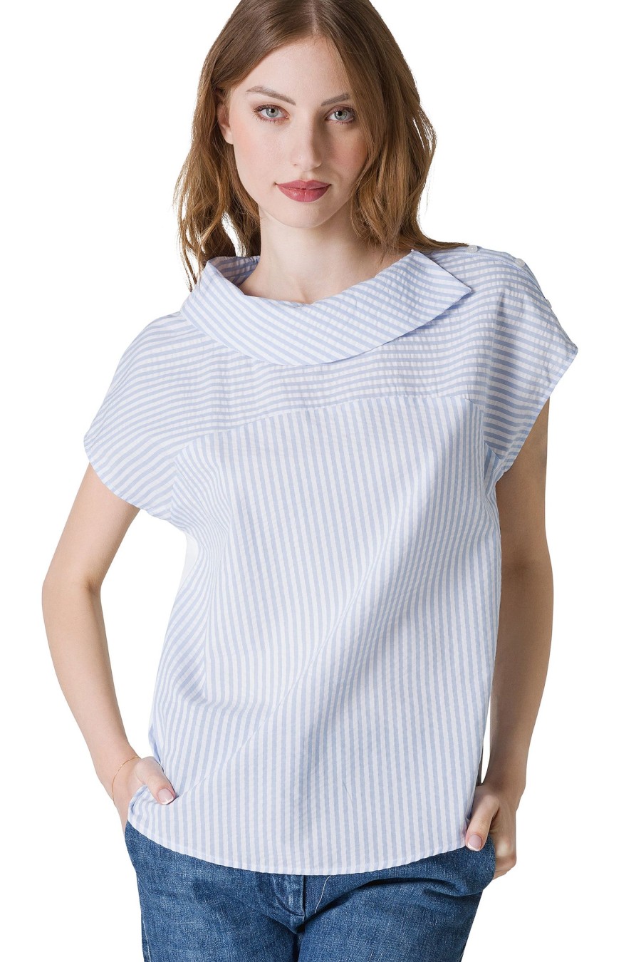 And Camicie Bluse | Blusa In Cotone Rigato Seersucker